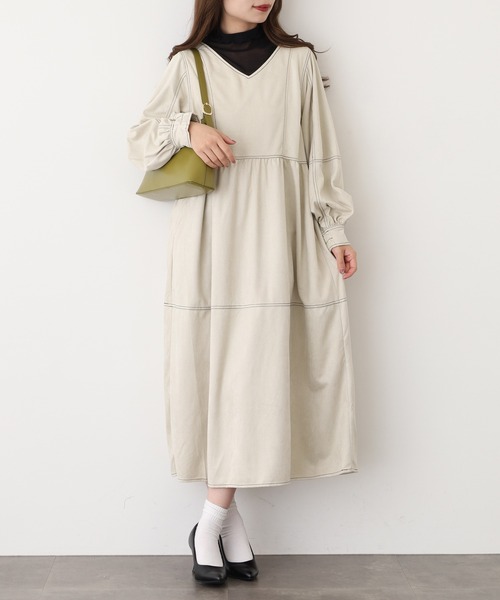 グニフニ くま ドレスワンピ ≪通常販売≫【THE DRESS #50】high neck tuck jacquard onepiece