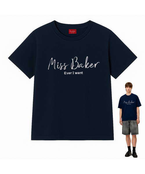 MISS BAKER（ミス ベイカー）の「ミスベイカー エンボス刺繍Tシャツ ネイビー(メンズ)（Tシャツ/カットソー・メンズ・ネイビー・LARGE/X-LARGE）」の3枚目の写真