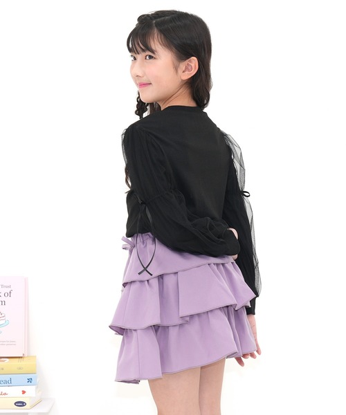 Bee des Bee(ビーデスビー)の「リボン付きティアードスカート(スカート・キッズ・ブラック/ラベンダー・100cm/150cm/120cm/130cm/140cm/110cm)」の8枚目の写真