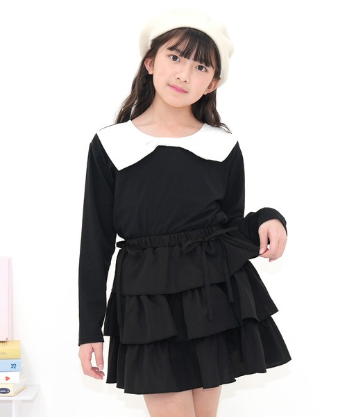 Bee des Bee(ビーデスビー)の「リボン付きティアードスカート(スカート・キッズ・ブラック/ラベンダー・100cm/150cm/120cm/130cm/140cm/110cm)」の13枚目の写真