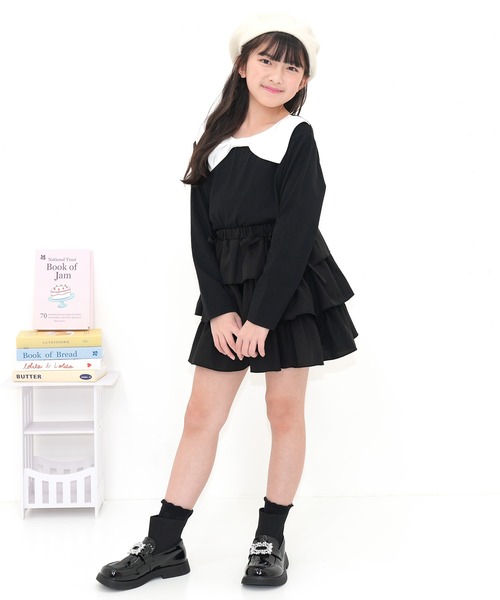 Bee des Bee(ビーデスビー)の「リボン付きティアードスカート(スカート・キッズ・ブラック/ラベンダー・100cm/150cm/120cm/130cm/140cm/110cm)」の16枚目の写真