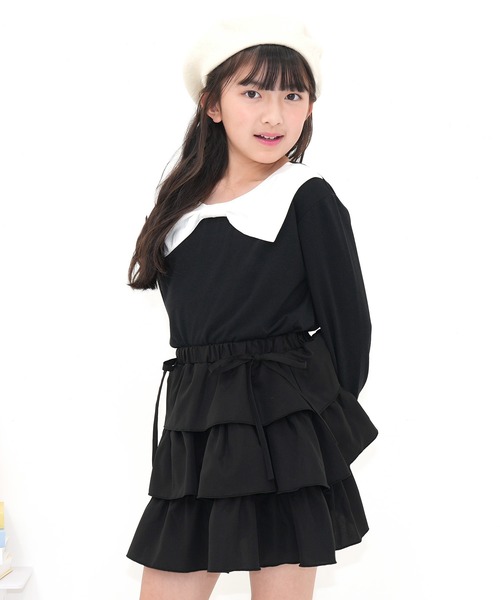Bee des Bee(ビーデスビー)の「リボン付きティアードスカート(スカート・キッズ・ブラック/ラベンダー・100cm/150cm/120cm/130cm/140cm/110cm)」の14枚目の写真