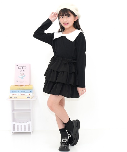 Bee des Bee(ビーデスビー)の「リボン付きティアードスカート(スカート・キッズ・ブラック/ラベンダー・100cm/150cm/120cm/130cm/140cm/110cm)」の15枚目の写真