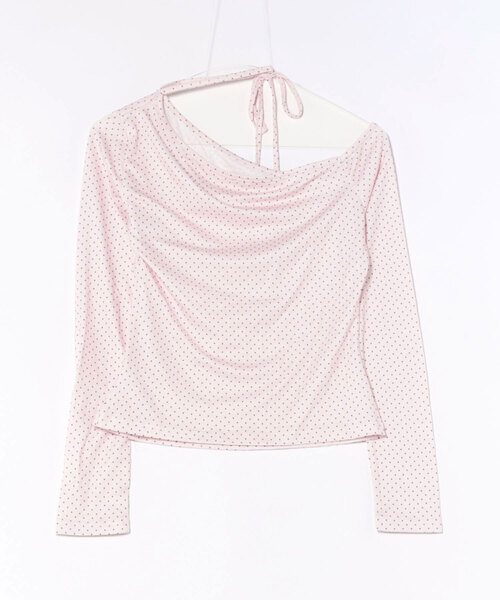 Nia（ニア）の「Nia(ニア)/チョーカーリボン　ドットワンショルダー長袖カットソー（Tシャツ/カットソー・レディース・ピンク/アイボリー・MEDIUM/SMALL）」の11枚目の写真