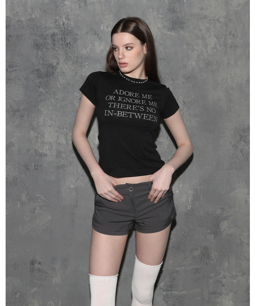 MAGORENSEOUL（マゴレンソウル）の「ADORE ME スリムフィットTシャツ ブラック（Tシャツ/カットソー・レディース・その他・FREE）」の6枚目の写真