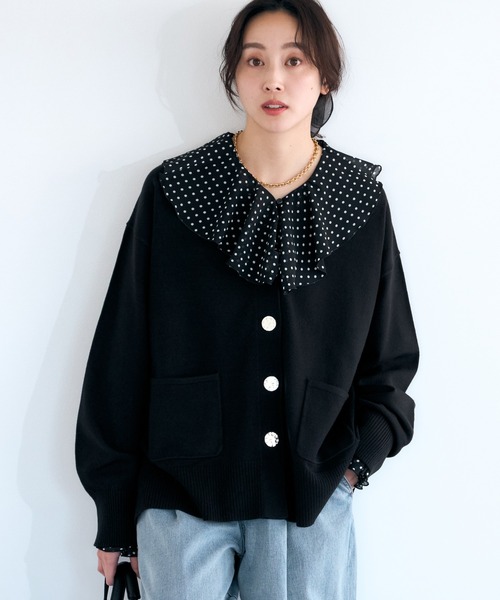 Elura(エルーラ)の「毛玉しらずVカーデ/636918(カーディガン/ボレロ・レディース・ブラック・FREE)」の1枚目の写真