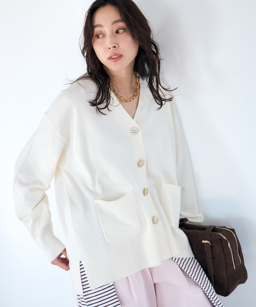 Elura(エルーラ)の「毛玉しらずVカーデ/636918(カーディガン/ボレロ・レディース・ブラック・FREE)」の3枚目の写真