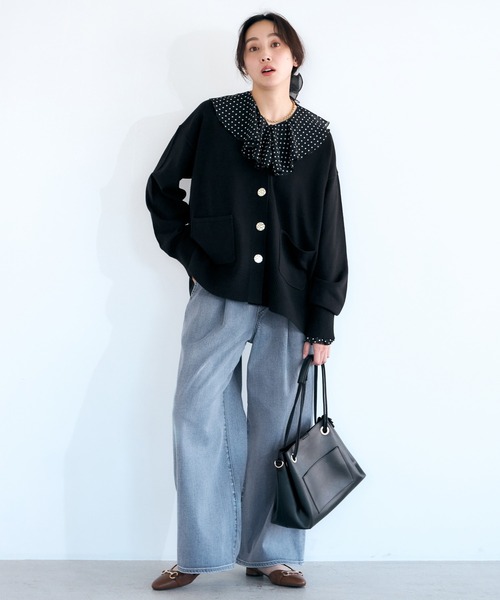 Elura(エルーラ)の「毛玉しらずVカーデ/636918(カーディガン/ボレロ・レディース・ブラック・FREE)」の7枚目の写真