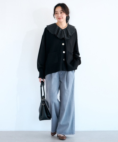 Elura(エルーラ)の「毛玉しらずVカーデ/636918(カーディガン/ボレロ・レディース・ブラック・FREE)」の8枚目の写真