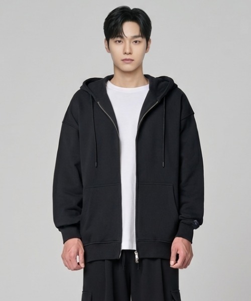 Vini(ヴィニ)の「【Vini】裏起毛 ビッグシルエットパーカー(パーカー・レディース・グレー/ブラック・SMALL/MEDIUM/LARGE)」の1枚目の写真
