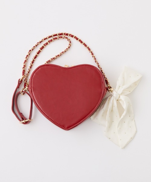 one after another NICE CLAUP（ワンアフターアナザーナイスクラップ）の「【Heart Collection】キルティングハートチェーンバッグ（ショルダーバッグ・レディース・アイボリー/ブラック/ピンク/レッド・FREE）」の10枚目の写真