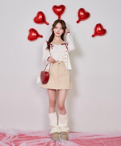 one after another NICE CLAUP（ワンアフターアナザーナイスクラップ）の「【Heart Collection】キルティングハートチェーンバッグ（ショルダーバッグ・レディース・アイボリー/ブラック/ピンク/レッド・FREE）」の16枚目の写真