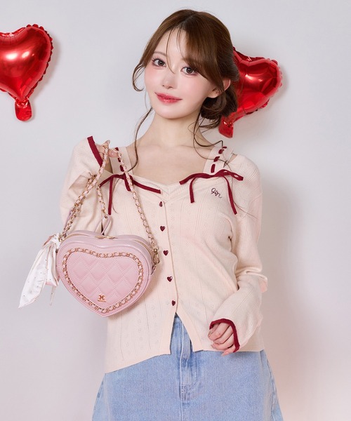 one after another NICE CLAUP（ワンアフターアナザーナイスクラップ）の「【Heart Collection】キルティングハートチェーンバッグ（ショルダーバッグ・レディース・アイボリー/ブラック/ピンク/レッド・FREE）」の19枚目の写真