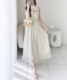 Sculpted Pleated Ribbon Dress（ワンピース）｜andwang（アンドワン
