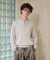 soerte | Lame Blend Henley Neck Knit / ラメブレンドヘンリーネックニット(ニット/セーター)