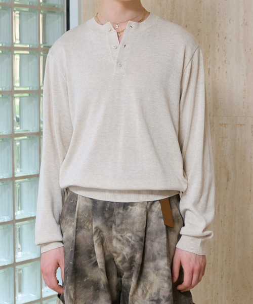 soerte（ソエルテ）の「Lame Blend Henley Neck Knit / ラメブレンドヘンリーネックニット（ニット/セーター・メンズ・グレー/アイボリー/ブラック/ライトブルー・1/2/3）」の22枚目の写真