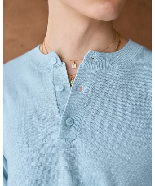 soerte（ソエルテ）の「Lame Blend Henley Neck Knit / ラメブレンドヘンリーネックニット（ニット/セーター・メンズ・グレー/アイボリー/ブラック/ライトブルー・1/2/3）」の18枚目の写真