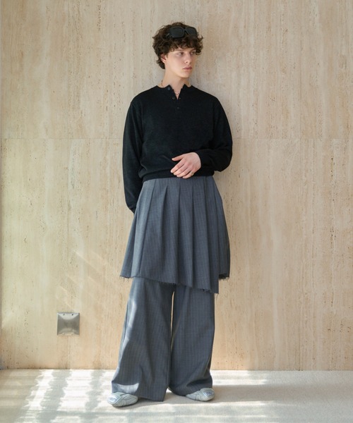 soerte（ソエルテ）の「Lame Blend Henley Neck Knit / ラメブレンドヘンリーネックニット（ニット/セーター・メンズ・グレー/アイボリー/ブラック/ライトブルー・1/2/3）」の14枚目の写真