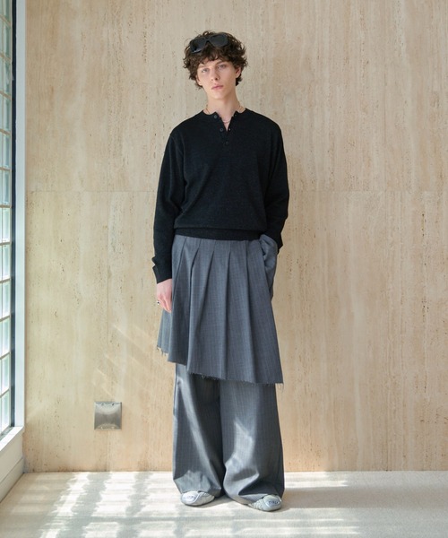 Lame Blend Henley Neck Knit / ラメブレンドヘンリーネックニット