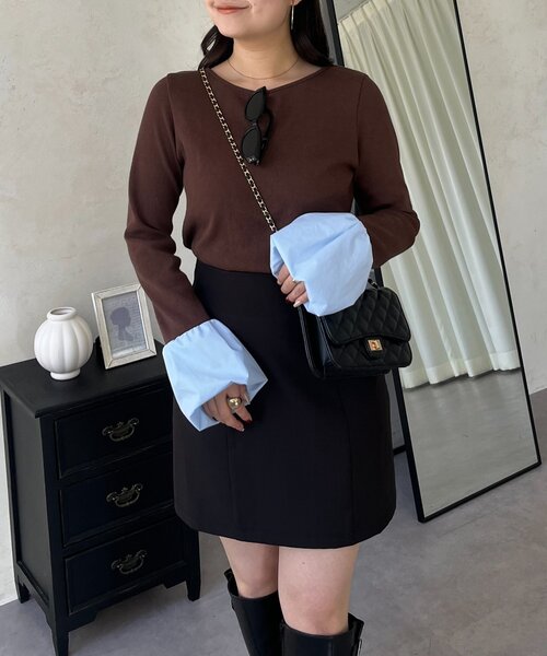 prose verse(プロズヴェール)の「袖バルーンリブカットトップス(Tシャツ/カットソー・レディース・オフホワイト/ブラウン/ブラック・LARGE/MEDIUM)」の13枚目の写真