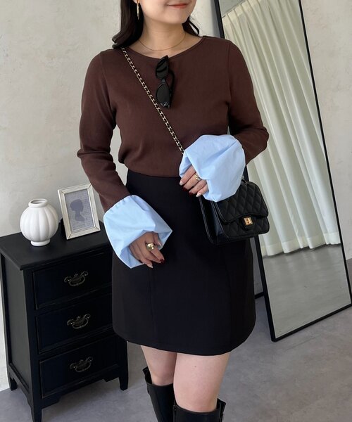 prose verse(プロズヴェール)の「袖バルーンリブカットトップス(Tシャツ/カットソー・レディース・オフホワイト/ブラウン/ブラック・LARGE/MEDIUM)」の14枚目の写真