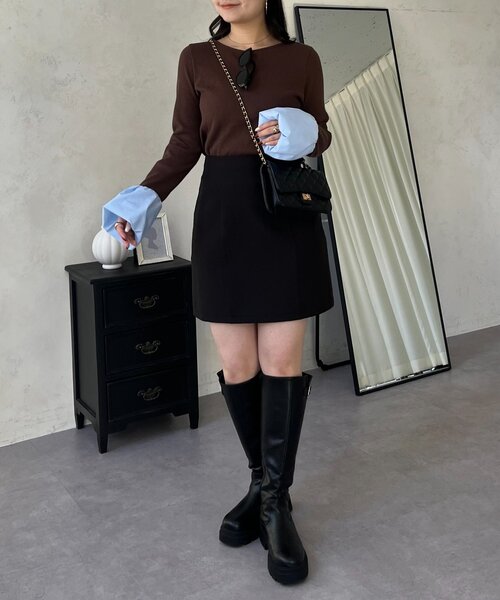 prose verse(プロズヴェール)の「袖バルーンリブカットトップス(Tシャツ/カットソー・レディース・オフホワイト/ブラウン/ブラック・LARGE/MEDIUM)」の7枚目の写真