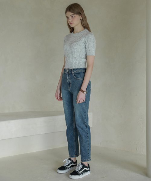 LOSSYROW(ロッシロー)の「Lossy spandex boy-fit denim pants_washedblue(デニムパンツ・レディース・その他・MEDIUM/SMALL)」の4枚目の写真