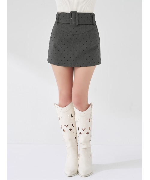 シェイプラインベルトドットミニスカート（スカート）｜Darich