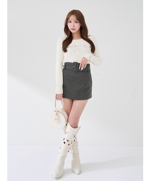 シェイプラインベルトドットミニスカート（スカート）｜Darich