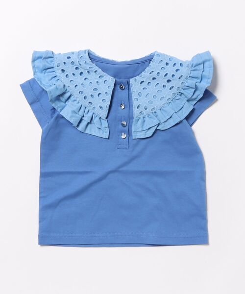 maarook（マルーク）の「天竺レース衿Tシャツ（Tシャツ/カットソー・キッズ・ブルー/ホワイト・100cm/110cm/120cm/130cm/90cm）」の5枚目の写真