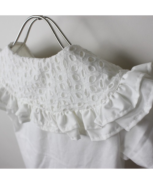 maarook（マルーク）の「天竺レース衿Tシャツ（Tシャツ/カットソー・キッズ・ブルー/ホワイト・100cm/110cm/120cm/130cm/90cm）」の4枚目の写真