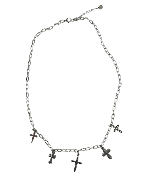セール】Multy Cross Ovallink Chain Surgical Steel Necklace ((Steel