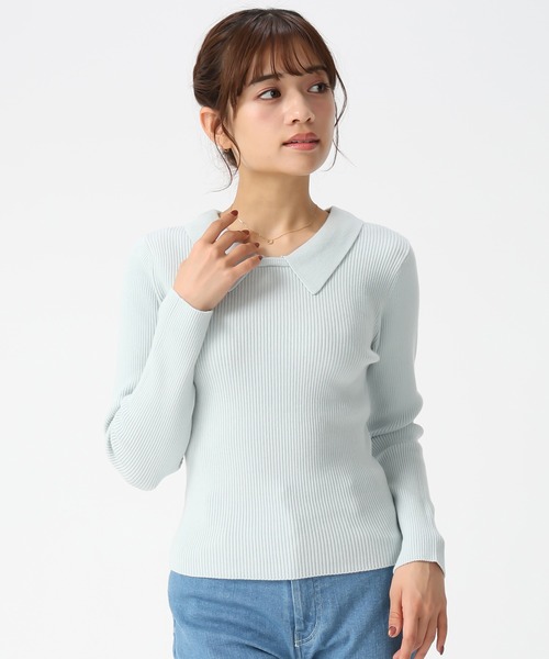 MISCH MASCH(ミッシュマッシュ)の「2026春夏新作 4wayポロ衿リブニット(ニット/セーター・レディース・ネイビー/ホワイト/グリーン・フリ-)」の13枚目の写真