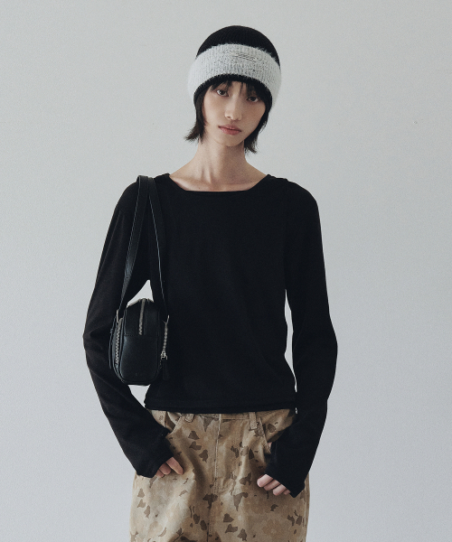 Back String Layered T-Shirt Set (Black)