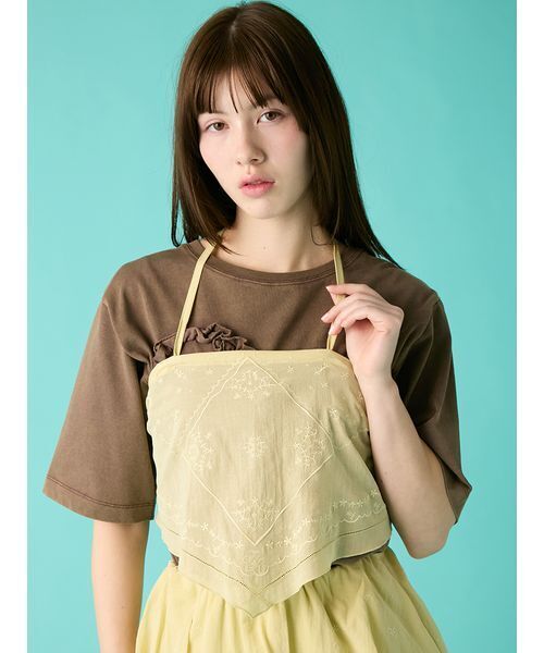 FURFUR（ファーファー）の「ハンカチ刺繍マルチウェイキャミソール（キャミソール・レディース・ブラック/ホワイト/ライム・F）」の3枚目の写真