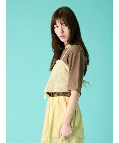 FURFUR（ファーファー）の「ハンカチ刺繍マルチウェイキャミソール（キャミソール・レディース・ブラック/ホワイト/ライム・F）」の10枚目の写真