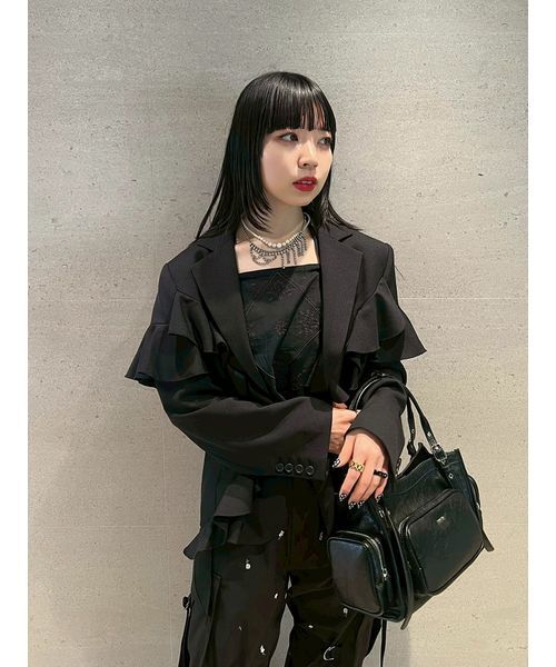 FURFUR（ファーファー）の「ハンカチ刺繍マルチウェイキャミソール（キャミソール・レディース・ブラック/ホワイト/ライム・F）」の12枚目の写真