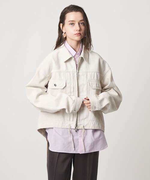ASTRAET(アストラット)の「<ASTRAET>コーティング ジップ デニムジャケット UNISEX(デニムジャケット・レディース・オフホワイト/ブラック・FREE)」の14枚目の写真