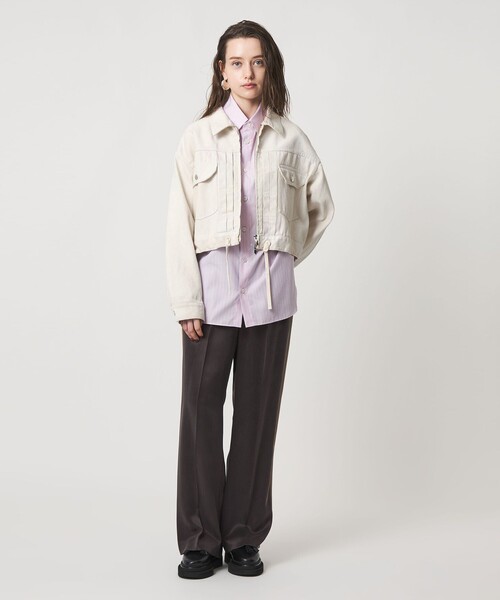 ASTRAET(アストラット)の「<ASTRAET>コーティング ジップ デニムジャケット UNISEX(デニムジャケット・レディース・オフホワイト/ブラック・FREE)」の16枚目の写真