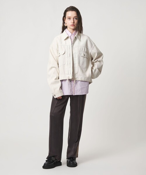 ASTRAET(アストラット)の「<ASTRAET>コーティング ジップ デニムジャケット UNISEX(デニムジャケット・レディース・オフホワイト/ブラック・FREE)」の17枚目の写真