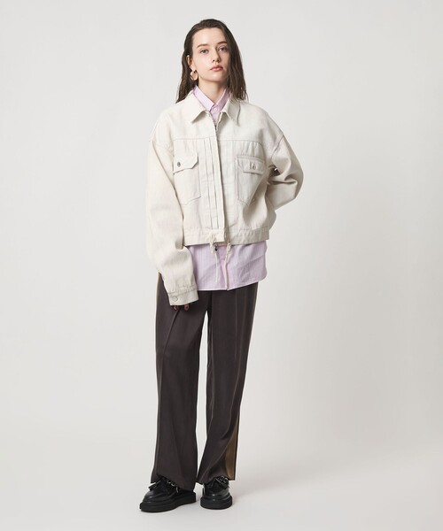 ASTRAET(アストラット)の「<ASTRAET>コーティング ジップ デニムジャケット UNISEX(デニムジャケット・レディース・オフホワイト/ブラック・FREE)」の18枚目の写真