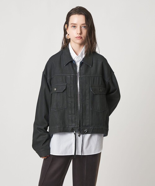 ASTRAET(アストラット)の「<ASTRAET>コーティング ジップ デニムジャケット UNISEX(デニムジャケット・レディース・オフホワイト/ブラック・FREE)」の21枚目の写真