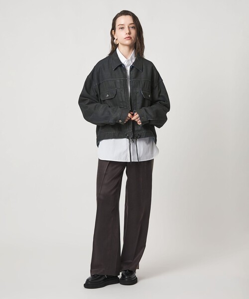 ASTRAET(アストラット)の「<ASTRAET>コーティング ジップ デニムジャケット UNISEX(デニムジャケット・レディース・オフホワイト/ブラック・FREE)」の22枚目の写真