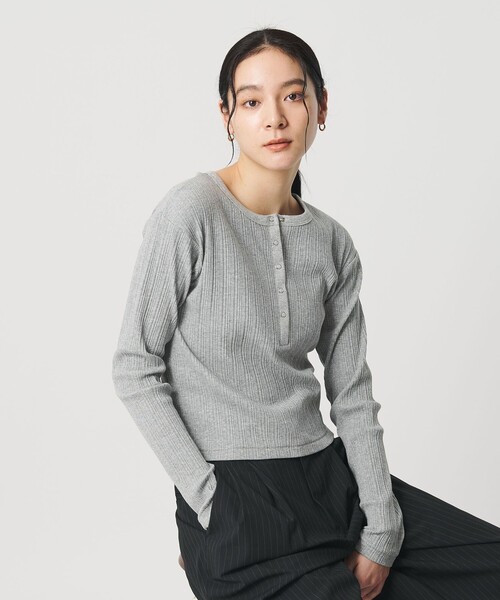 BEAUTY&YOUTH UNITED ARROWS(ビューティーアンドユースユナイテッドアローズ)の「【WEB限定】ランダムリブ ヘンリーネック スナッププルオーバー(Tシャツ/カットソー・レディース・グレー系/ライトピンク/ベージュ/ネイビー・FREE)」の5枚目の写真