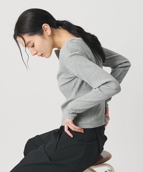 WEB限定】ランダムリブ ヘンリーネック スナッププルオーバー（Tシャツ