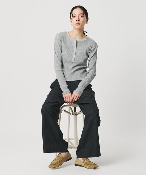 BEAUTY&YOUTH UNITED ARROWS(ビューティーアンドユースユナイテッドアローズ)の「【WEB限定】ランダムリブ ヘンリーネック スナッププルオーバー(Tシャツ/カットソー・レディース・グレー系/ライトピンク/ベージュ/ネイビー・FREE)」の7枚目の写真
