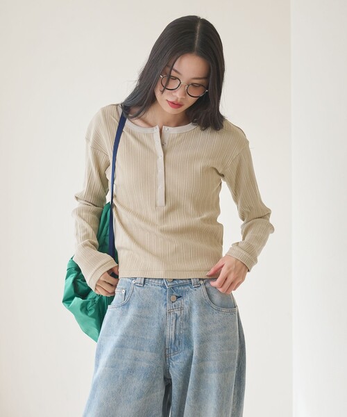 BEAUTY&YOUTH UNITED ARROWS(ビューティーアンドユースユナイテッドアローズ)の「【WEB限定】ランダムリブ ヘンリーネック スナッププルオーバー(Tシャツ/カットソー・レディース・グレー系/ライトピンク/ベージュ/ネイビー・FREE)」の8枚目の写真