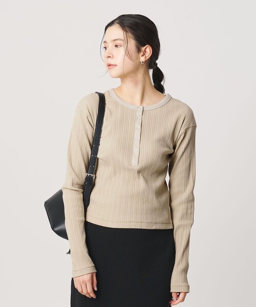 BEAUTY&YOUTH UNITED ARROWS(ビューティーアンドユースユナイテッドアローズ)の「【WEB限定】ランダムリブ ヘンリーネック スナッププルオーバー(Tシャツ/カットソー・レディース・グレー系/ライトピンク/ベージュ/ネイビー・FREE)」の12枚目の写真