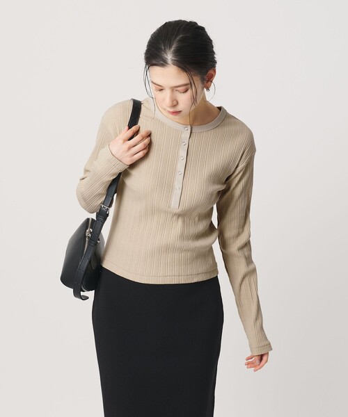 BEAUTY&YOUTH UNITED ARROWS(ビューティーアンドユースユナイテッドアローズ)の「【WEB限定】ランダムリブ ヘンリーネック スナッププルオーバー(Tシャツ/カットソー・レディース・グレー系/ライトピンク/ベージュ/ネイビー・FREE)」の13枚目の写真