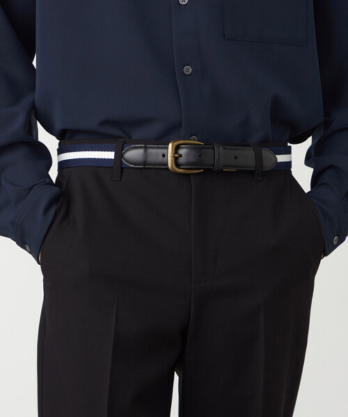 COMME CA ISM(コムサイズム)の「アイビーテープベルト(ベルト・メンズ・ネイビー系/ネイビー×ホワイト/ブラック×グレー・FREE)」の3枚目の写真